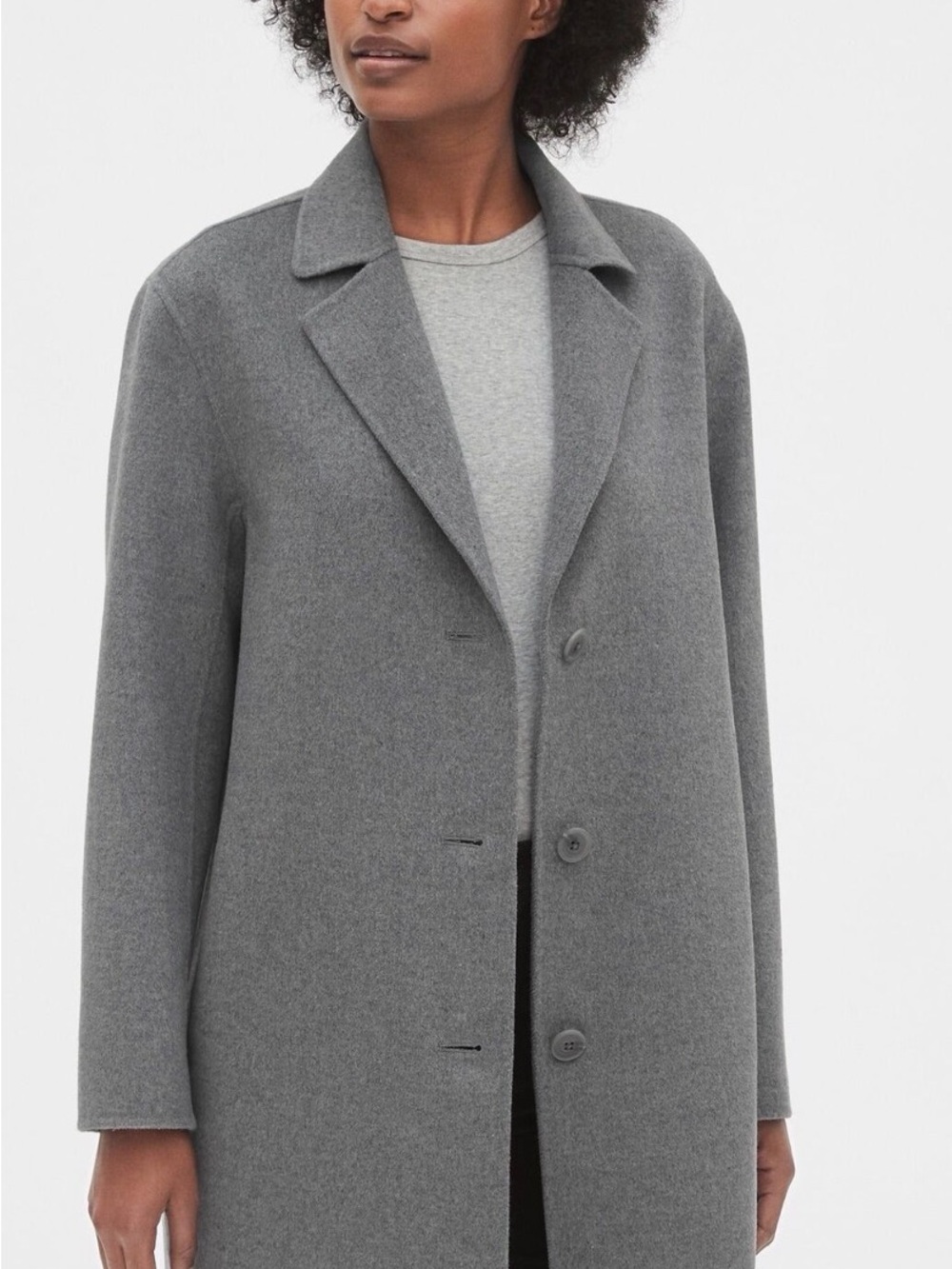 GAP Women's Gray Single-Breasted Wool-Blend Pea Coat